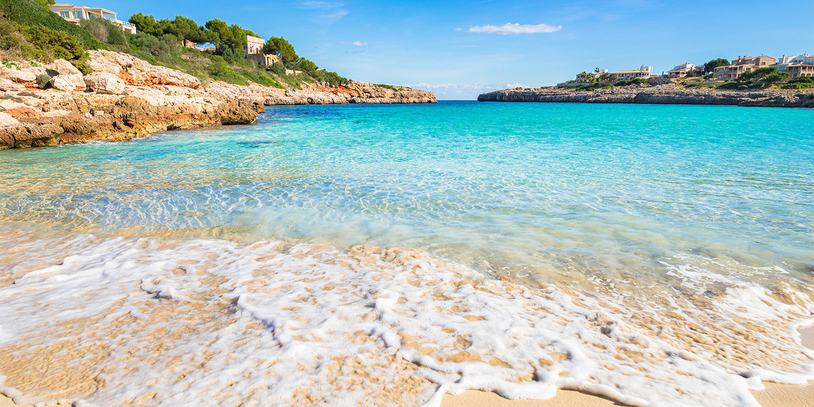 Beautiful sand beach bay scenery on Majorca island, Spain